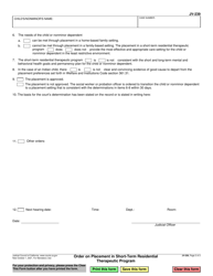 Form JV-239 &quot;Order on Placement in Short-Term Residential Therapeutic Program&quot; - California, Page 2