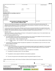 Form UD-125 &quot;Application to Prevent Forfeiture Due to Covid-19 Rental Debt&quot; - California