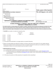 Formulario FL-610 Respuesta a La Demanda O Demanda Suplementaria Sobre Las Obligaciones De Los Padres - California (Spanish)