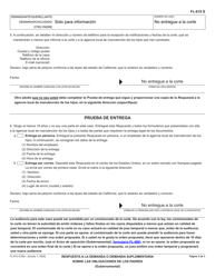 Formulario FL-610 Respuesta a La Demanda O Demanda Suplementaria Sobre Las Obligaciones De Los Padres - California (Spanish), Page 2