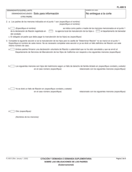 Formulario FL-600 Citacion Y Demanda O Demanda Suplementa Sobre Las Obligaciones De Los Padre (Gubernamental) - California (Spanish), Page 2