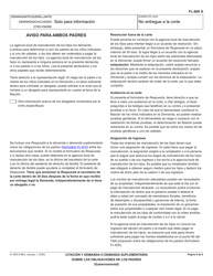 Formulario FL-600 Citacion Y Demanda O Demanda Suplementa Sobre Las Obligaciones De Los Padre (Gubernamental) - California (Spanish), Page 5