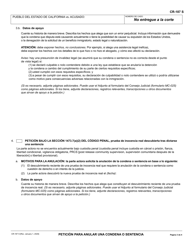 Formulario CR-187 &quot;Peticion Para Anular Una Condena O Sentencia&quot; - California (Spanish), Page 3