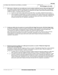 Formulario CR-180 Peticion De Desestimacion - California (Spanish), Page 2