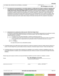Formulario CR-180 Peticion De Desestimacion - California (Spanish), Page 3