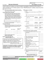 Formulario FW-001 Solicitud De Exencion De Cuotas De La Corte - California (Spanish), Page 2