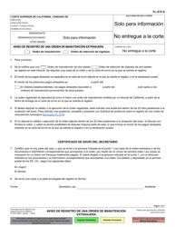 Document preview: Formulario FL-570 Aviso De Registro De Una Orden De Manutencion Extranjera - California (Spanish)
