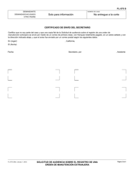 Formulario FL-575 Solicitud De Audiencia Sobre El Registrode Una Orden De Manutencion Extranjera - California (Spanish), Page 2