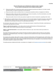 Formulario FL-575 Solicitud De Audiencia Sobre El Registrode Una Orden De Manutencion Extranjera - California (Spanish), Page 4