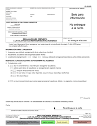 Document preview: Formulario FL-310 Declaracion De Respuesta a La Solicitud Para Reprogramar Una Audiencia - California (Spanish)