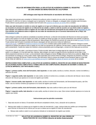 Formulario FL-445 Solicitud De Audiencia Sobre El Registro De Una Orden De Manutencion De California - California (Spanish), Page 2