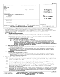 Document preview: Formulario FL-170 Declaracion Sobre Disolucion O Separacion Legal Por Falta De Comparecencia O Sin Oposicion (Derecho De Familia) - California (Spanish)