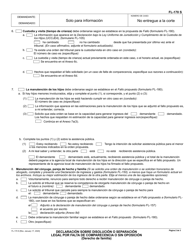 Formulario FL-170 &quot;Declaracion Sobre Disolucion O Separacion Legal Por Falta De Comparecencia O Sin Oposicion (Derecho De Familia)&quot; - California (Spanish), Page 2