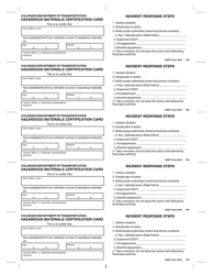 Document preview: CDOT Form 916 Hazardous Materials Certification Card - Colorado