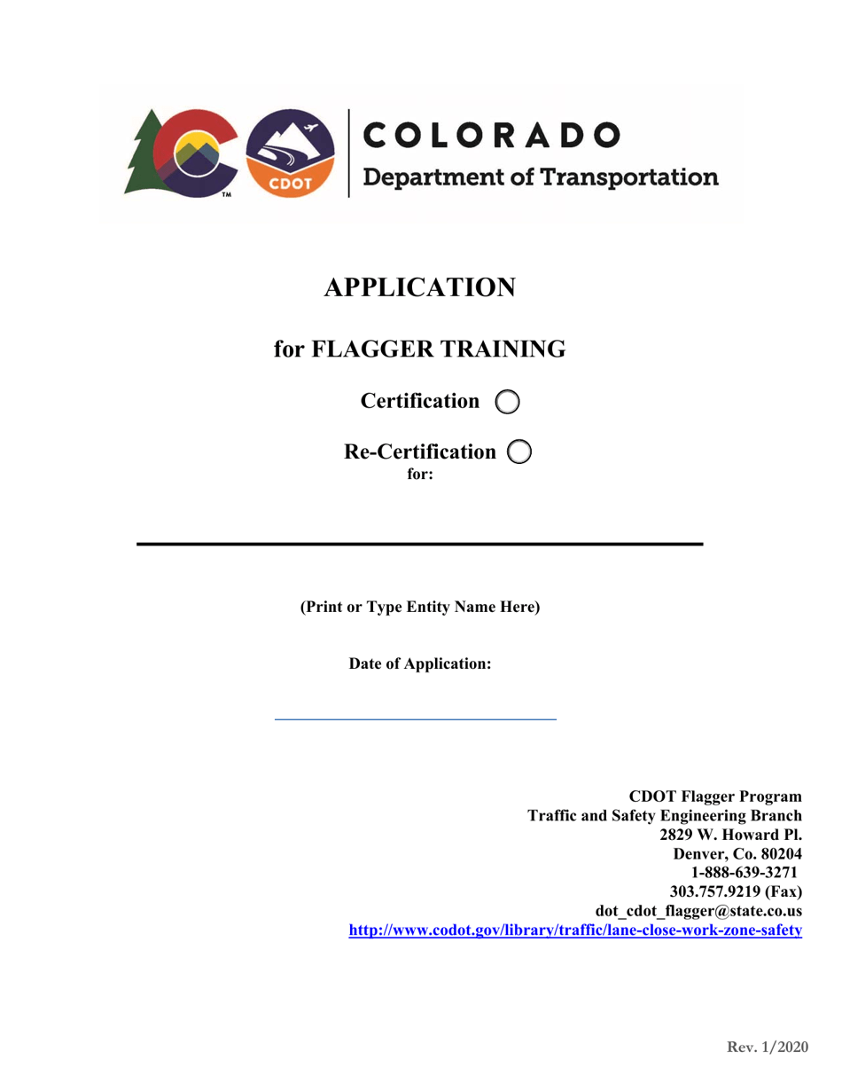 Application for Flagger Training - Colorado, Page 1