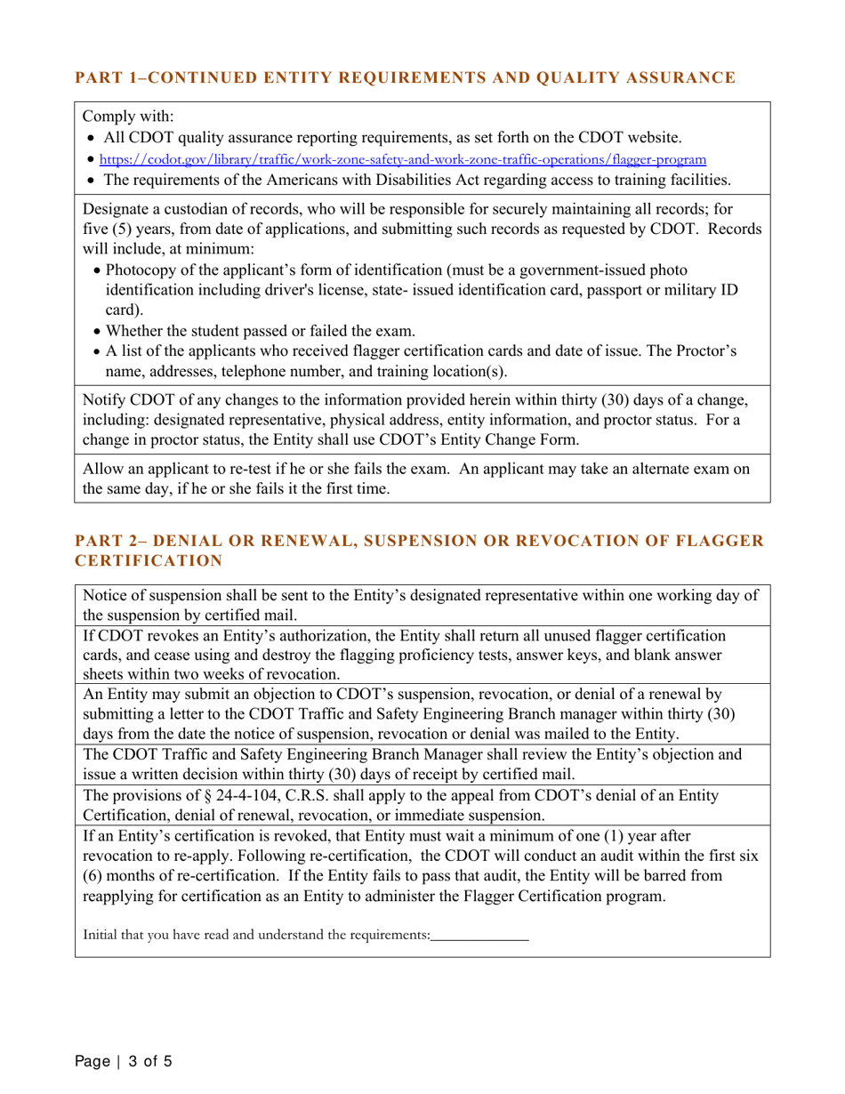 Application for Flagger Training - Colorado, Page 3