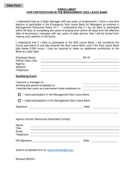 &quot;Enrollment for Participation in the Management Sick Leave Bank&quot; - Connecticut