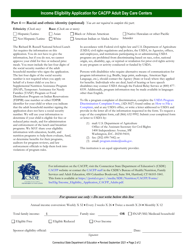 Income Eligibility Application for CACFP Adult Day Care Centers - Connecticut, Page 2