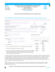 Form ED172 Application for Temporary 90-day Certificate - Connecticut