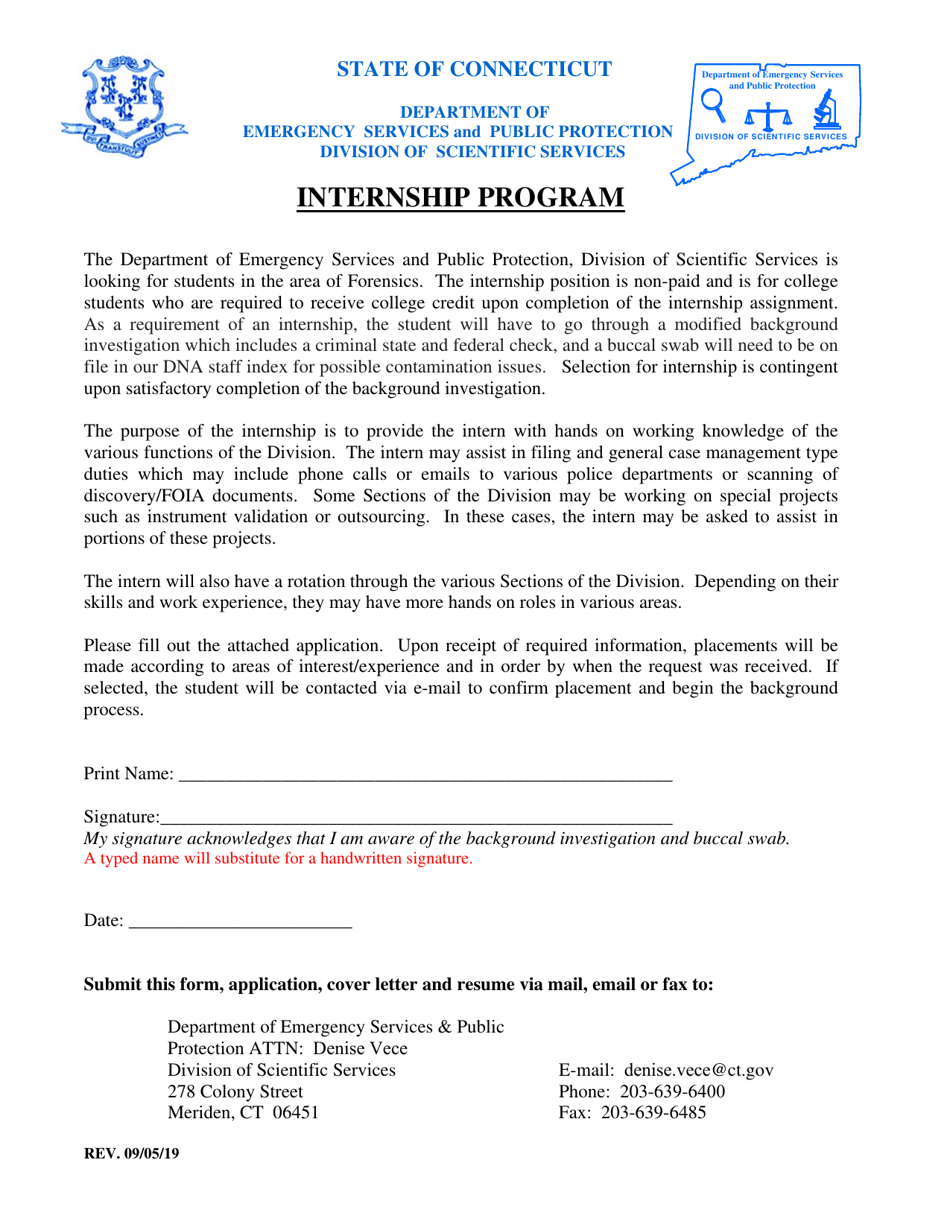 Internship Application for College Students - Connecticut, Page 1