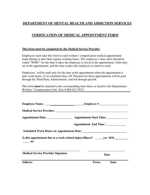 Verification of Medical Appointment Form - Connecticut Download Pdf