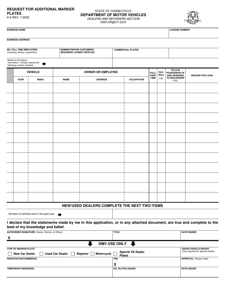 Form K-6 Download Fillable PDF or Fill Online Request for Additional ...