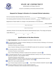 Document preview: Request for Change in Director of a Licensed Clinical Laboratory - Connecticut