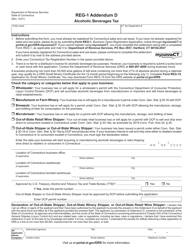 Form REG-1 Addendum D &quot;Alcoholic Beverages Tax&quot; - Connecticut