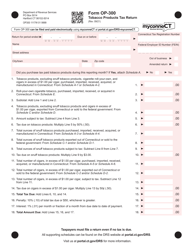 Form OP-300 Tobacco Products Tax Return - Connecticut