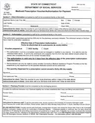 Form W-1069 &quot;Medicaid Prescription Voucher/Authorization for Payment&quot; - Connecticut