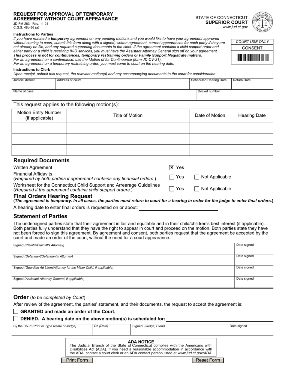 Form JD-FM-263 Download Fillable PDF or Fill Online Request for ...