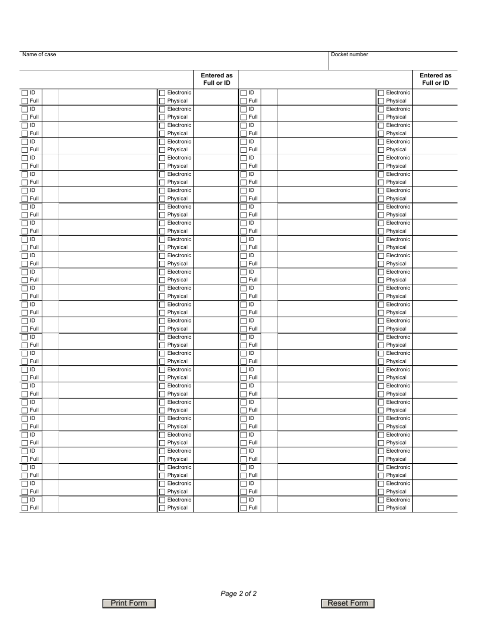 Form JD-CL-28A List of Exhibits (Continued) - Connecticut, Page 2