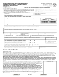 Form JD-CV-24 &quot;Financial Institution Execution Proceedings - Judgment Debtor Who Is a Natural Person, Application and Execution&quot; - Connecticut