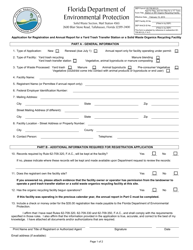 Document preview: DEP Form 62-709.901(3) Application for Registration and Annual Report for a Yard Trash Transfer Station or a Solid Waste Organics Recycling Facility - Florida