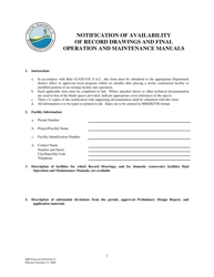 DEP Form 62-620.910(13) Notification of Availability of Record Drawings and Final Operation and Maintenance Manuals - Florida