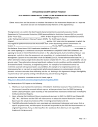 Document preview: Real Property Owner Intent to Execute an Interim Restrictive Covenant Agreement - Drycleaning Solvent Cleanup Program - Florida