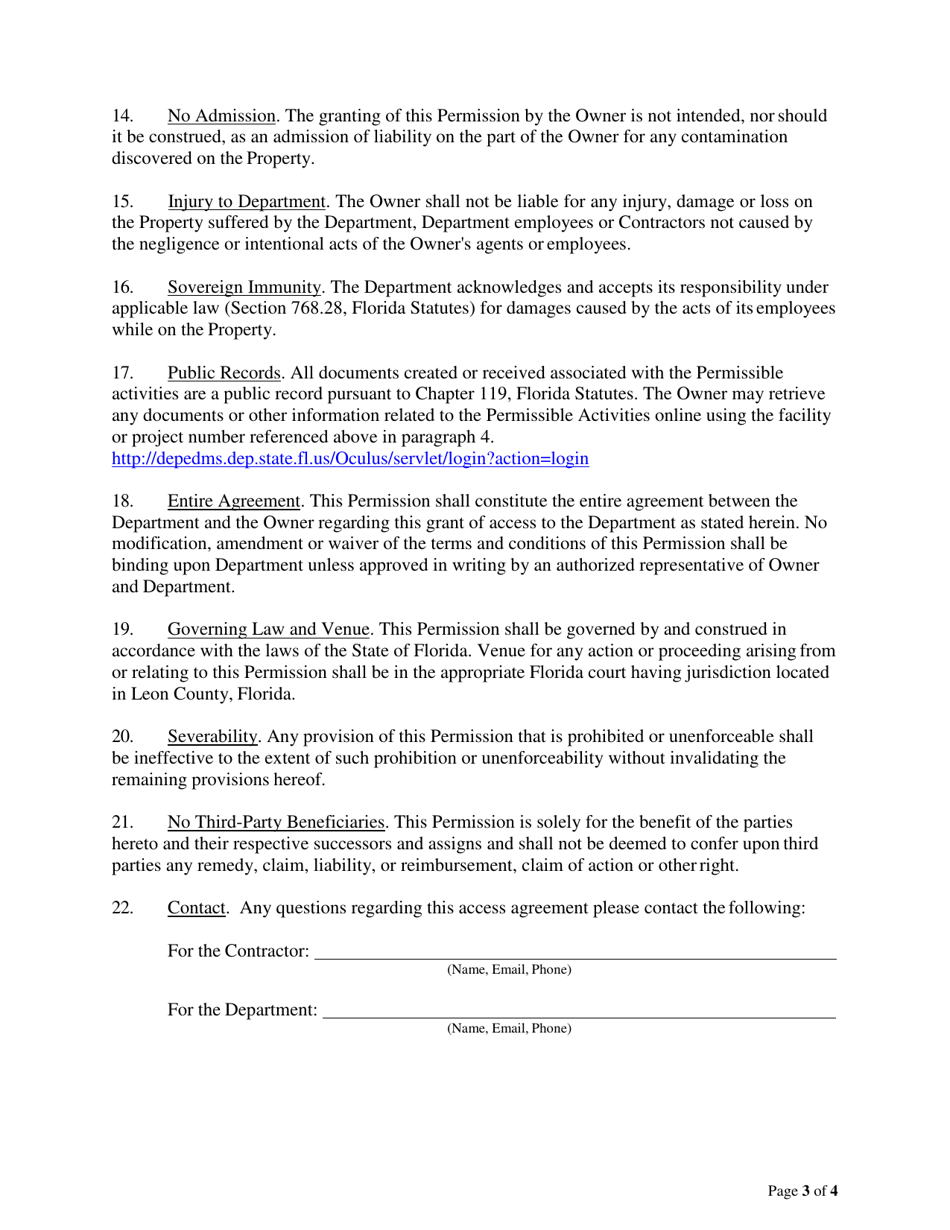 Permission to Enter Property (Non-source) - Long Form - Florida, Page 3