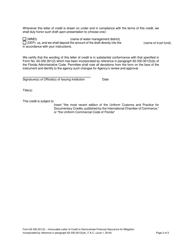Form 62-330.301(2) Irrevocable Letter of Credit to Demonstrate Financial Assurance for Mitigation - Florida, Page 2