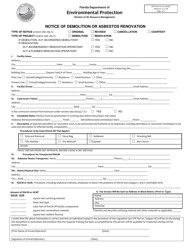 Document preview: DEP Form 62-257.900(1) Notice of Demolition or Asbestos Renovation - Florida