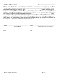 Form DRP-112 Project Completion Certification - Florida Recreation Development Assistance Program - Florida, Page 2