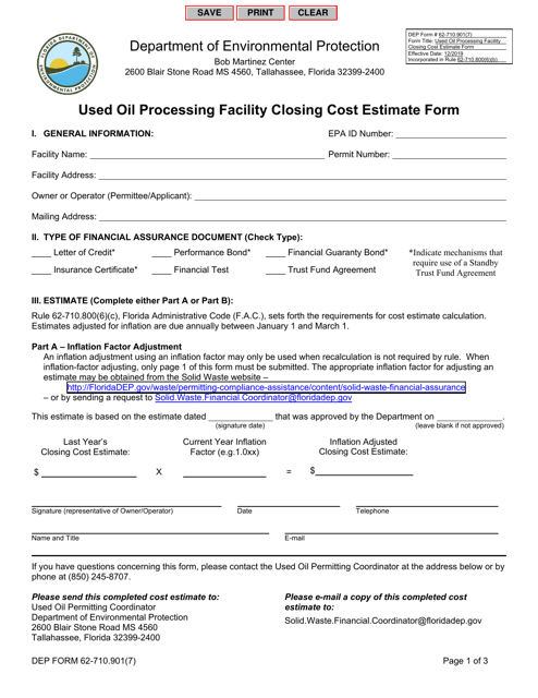 DEP Form 62-710.901(7)  Printable Pdf