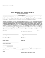 Document preview: Form DRP-113 Notice of Site Dedication and Limitation of Use - Florida