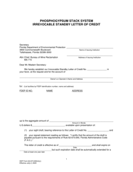 DEP Form 62-673.900(4)(C) &quot;Phosphogypsum Stack System Irrevocable Standby Letter of Credit&quot; - Florida
