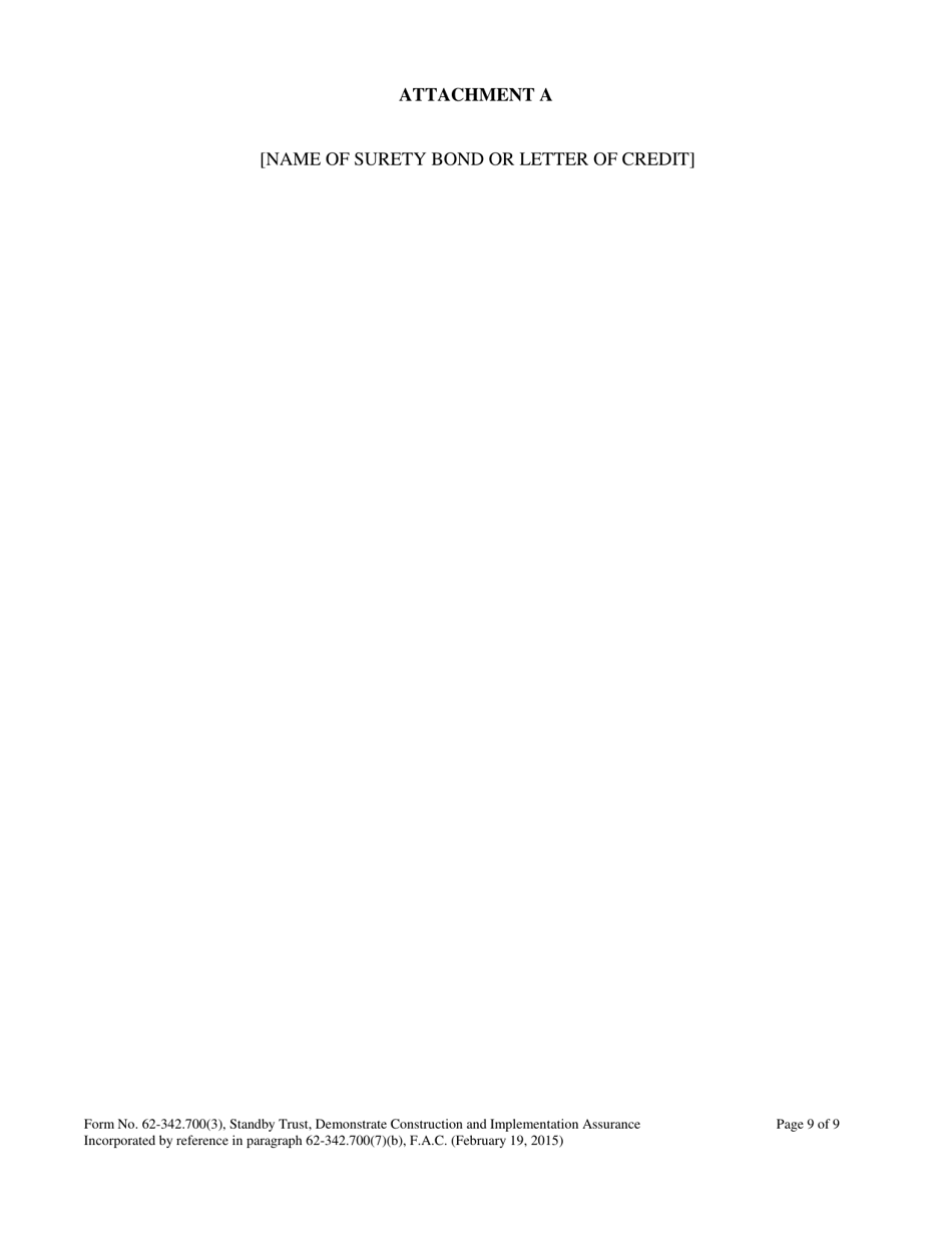 Form 62-342.700(3) Mitigation Bank Standby Trust Fund Agreement to Demonstrate Construction and Implementation Financial Assurance - Florida, Page 9