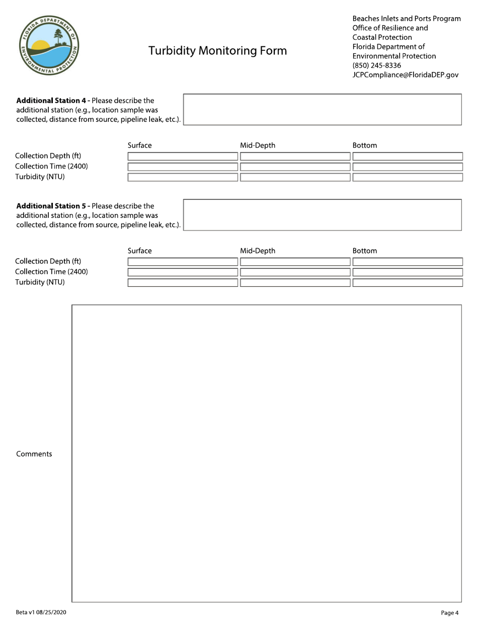 Turbidity Monitoring Form - Florida, Page 4