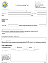Document preview: Turbidity Monitoring Form - Florida