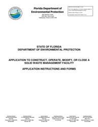 Document preview: DEP Form 62-701.900(1) Application for a Permit to Construct, Operate, Modify or Close a Solid Waste Management Facility - Florida