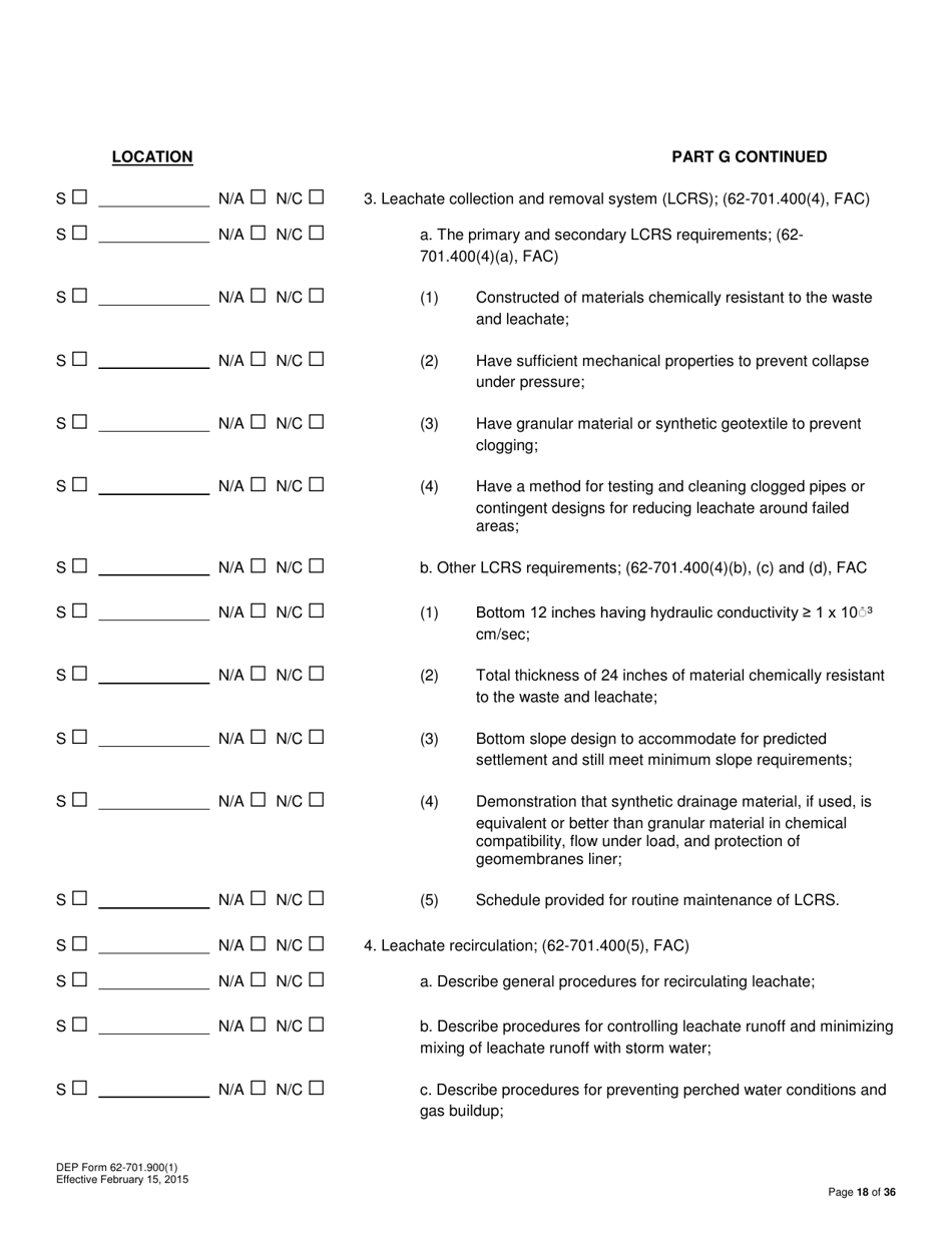 DEP Form 62-701.900(1) Application for a Permit to Construct, Operate, Modify or Close a Solid Waste Management Facility - Florida, Page 18