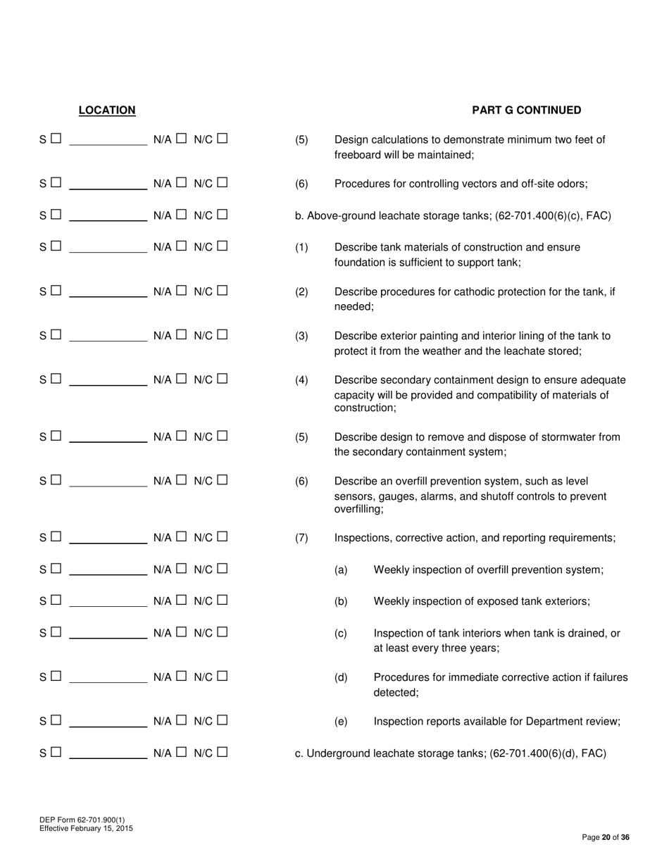 DEP Form 62-701.900(1) Application for a Permit to Construct, Operate, Modify or Close a Solid Waste Management Facility - Florida, Page 20