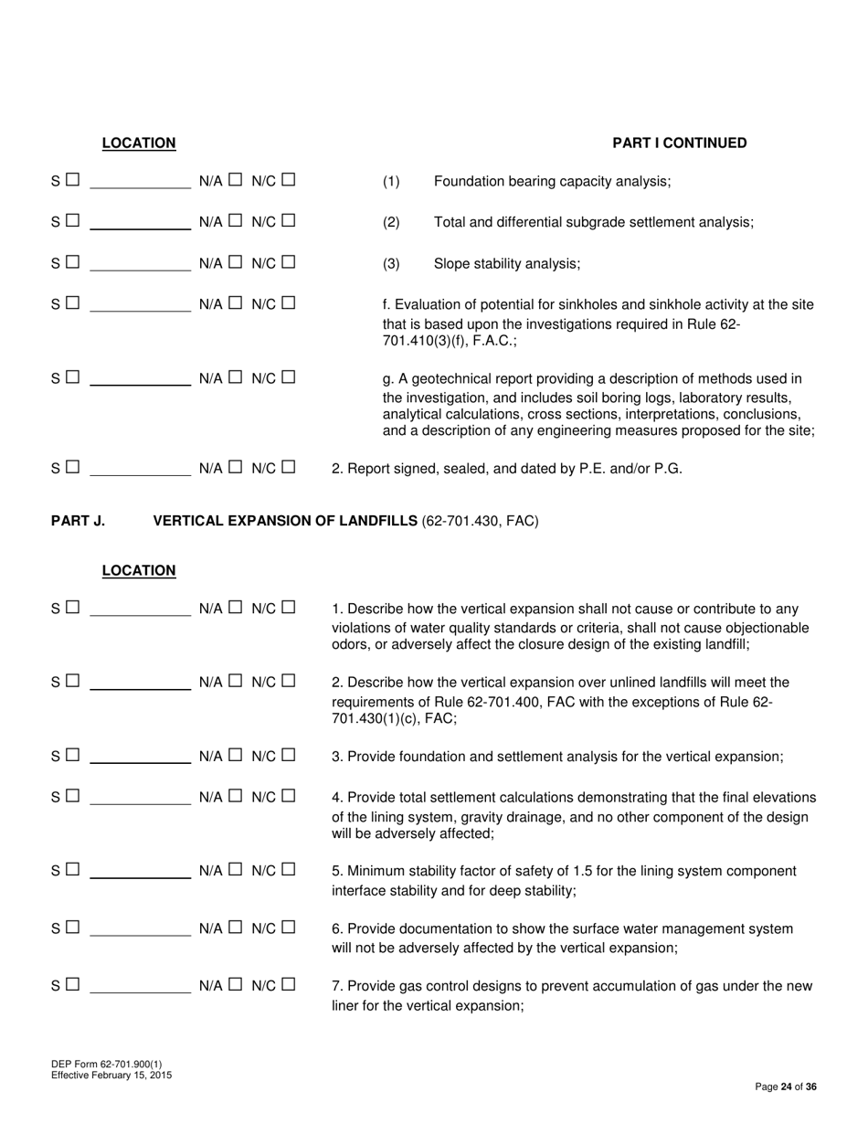 DEP Form 62-701.900(1) Application for a Permit to Construct, Operate, Modify or Close a Solid Waste Management Facility - Florida, Page 24